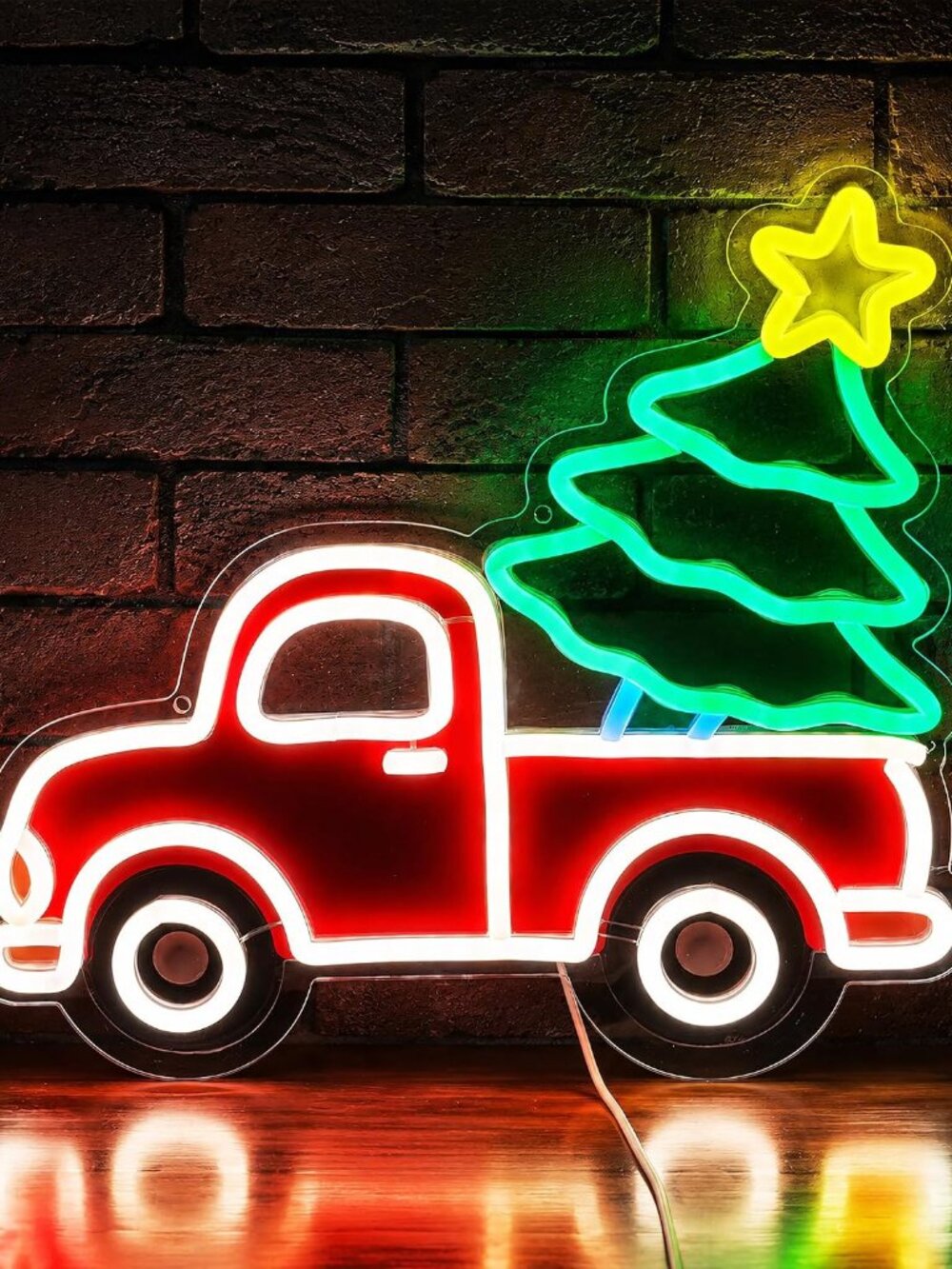 NEW Christmas Pickup Truck Tree LED Neon Sign USB Dimmable 13.6 x 11.8